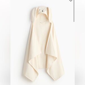 ☀️ 3/$15 H&M Home HOODED BATH TOWEL Natural white/rabbit cotton